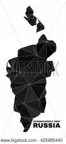 Low-poly Krasnoyarskiy Kray Map. Polygonal Krasnoyarskiy Kray Map Vector Is Filled From Random Trian