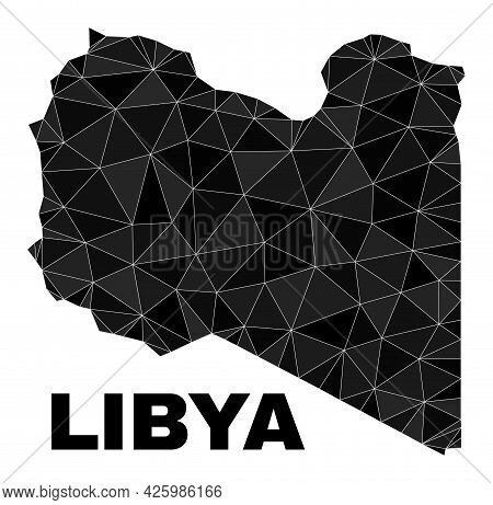 Lowpoly Libya Map. Polygonal Libya Map Vector Constructed With Randomized Triangles. Triangulated Li