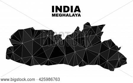 Lowpoly Meghalaya State Map. Polygonal Meghalaya State Map Vector Is Designed With Randomized Triang