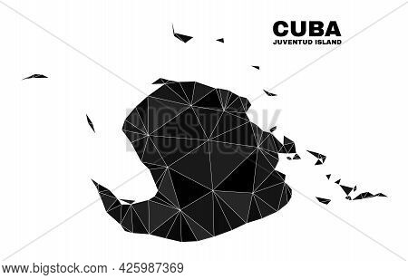Low-poly Juventud Island Map. Polygonal Juventud Island Map Vector Is Combined From Random Triangles