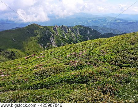 Summer Landscape In The Mountains. Beautiful Day For Hiking