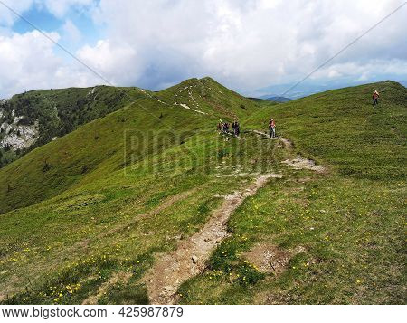 Summer Landscape In The Mountains. Beautiful Day For Hiking