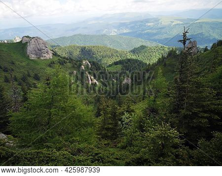 Summer Landscape In The Mountains. Beautiful Day For Hiking
