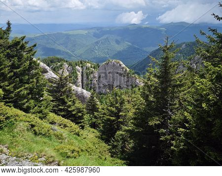 Summer Landscape In The Mountains. Beautiful Day For Hiking