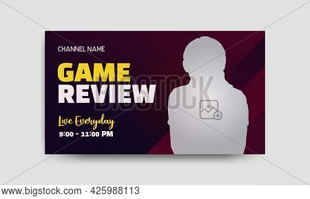 Gaming Channel Video Thumbnail And Web Banner Template. Video Game Review Thumbnails