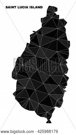 Low-poly Saint Lucia Island Map. Polygonal Saint Lucia Island Map Vector Is Constructed With Chaotic