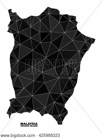 Low-poly Penang Island Map. Polygonal Penang Island Map Vector Is Constructed With Chaotic Triangles