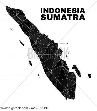 Lowpoly Sumatra Map. Polygonal Sumatra Map Vector Is Filled Of Random Triangles. Triangulated Sumatr