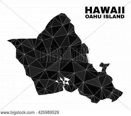 Low-poly Oahu Island Map. Polygonal Oahu Island Map Vector Combined From Random Triangles. Triangula