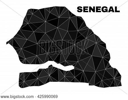 Low-poly Senegal Map. Polygonal Senegal Map Vector Is Filled From Random Triangles. Triangulated Sen