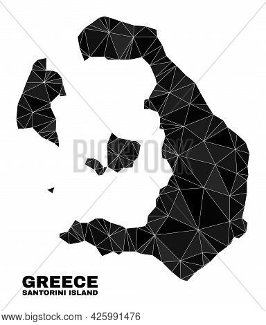 Low-poly Santorini Island Map. Polygonal Santorini Island Map Vector Designed Of Scattered Triangles