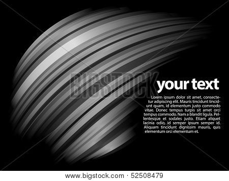 abstract dynamic silver rainbow design with black background