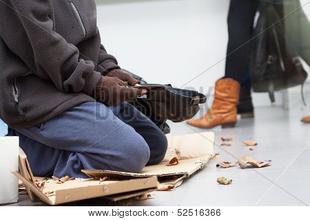 Male Homeless Begging