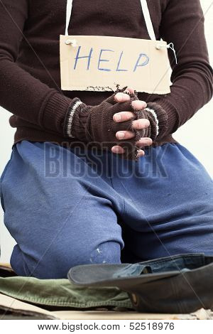 Mendicant Begging For Help