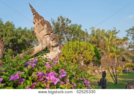 Reclining Buddha In Buddha Park. Vientiane. Laos.