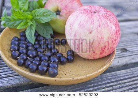 Apple Mint And Berries In A Bowl