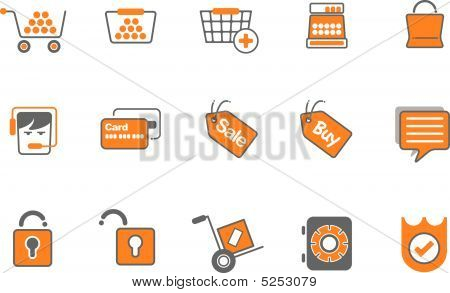 Shopping ikon symbolsæt