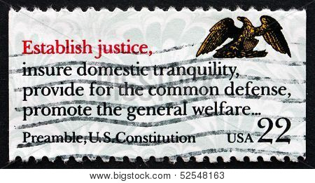 Postage Stamp Usa 1987 Preamble, Us Constitution