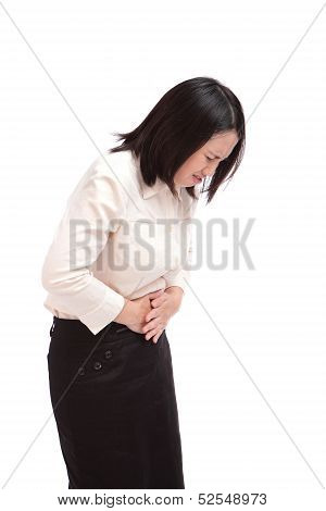 Business Woman Suffers  Stomachache
