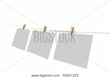 Photo Paper Attach To Rope With Clothes Pins