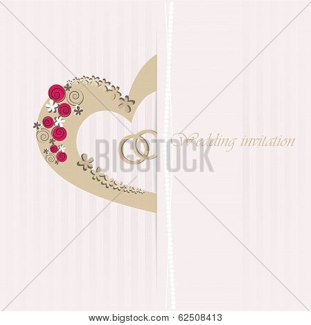 Wedding invitation card with floral elements