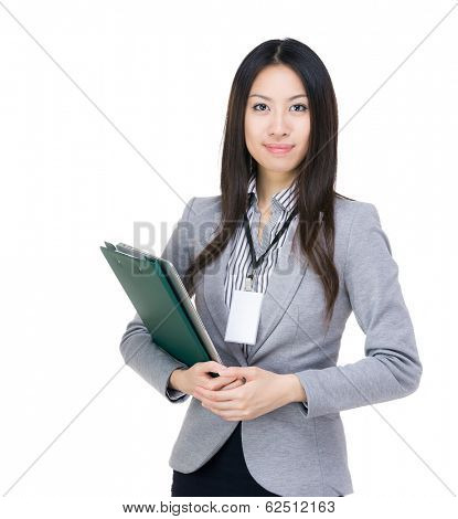 Asia businesswoman clipboard
