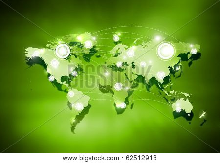 Background digital image of world map with connection lines