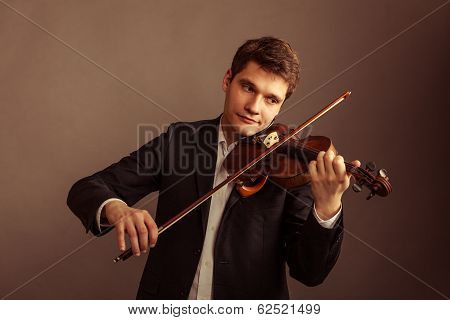 Man Violinist Playing Violin. Classical Music Art