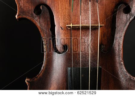 Closeup Of Violin Instrument. Classical Music Art