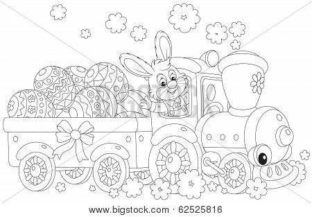 Bunny carries Ester eggs by train