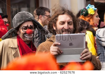 ODESSA, UKRAINE - APRIL 1: participants of a festival Humorina in Odessa on April 1, 2014. Humorina is a great humor fest, annually held in Odessa on the April Fool's Day