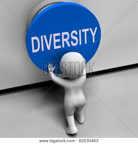 Diversity Button Means Variety Difference Or Multi-cultural