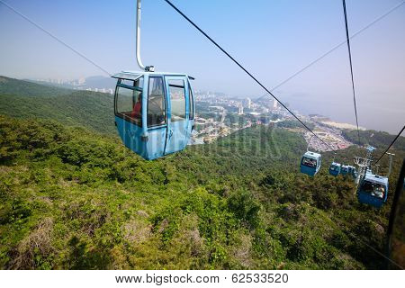 Cableway in the suburbs of Dalian. East China.