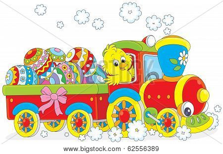 Easter Chick on a train