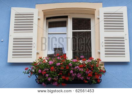Window of a house in Eguisheim Alsace France