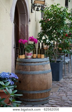 Street with half-timbered medieval houses in Eguisheim