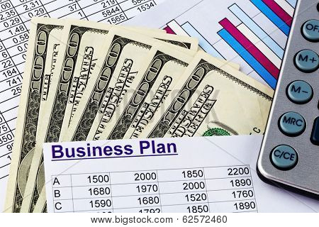 a business plan for starting a business. ideas and strategies for self-employment. dollars and calculator