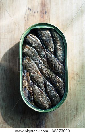 Smoked sprats in a jar
