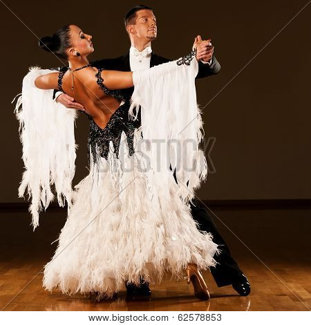 Professional Ballroom Dance Couple Preform An Exhibition Dance