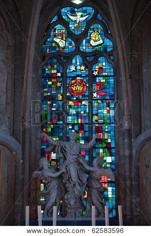 Stained glass windows of Saint Gatien cathedral in Blois. France