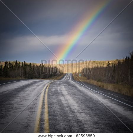 Rainbow Country Road Dark Yukon Nature Landscape