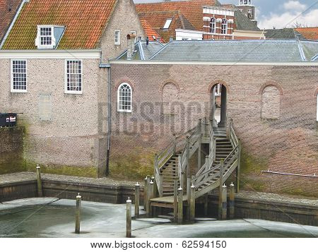 Stairs In The Port City Heusden. Netherlands