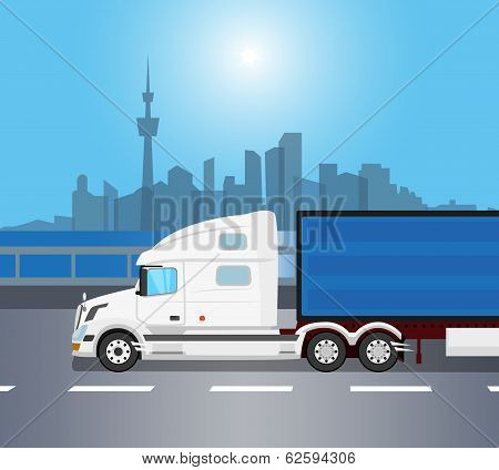White american truck isolated