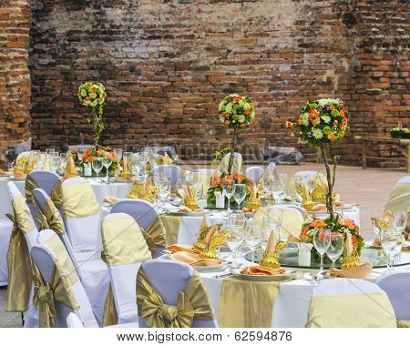 Gorgeous Wedding Chair And Table Setting For Fine Dining At Outdoors