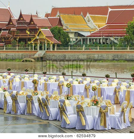 Gorgeous Wedding Chair And Table Setting For Fine Dining At Outdoors
