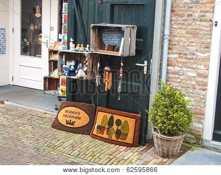 Showcase Souvenir Shop In The Dutch Town Of Heusden