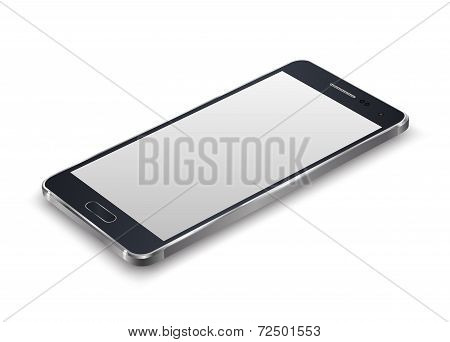Modern black smart phone isolated. New smartphone on white background. Can use for printing, website, apps demo and presentation element and application mockups.