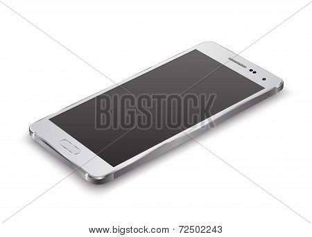 New smartphone on white background.