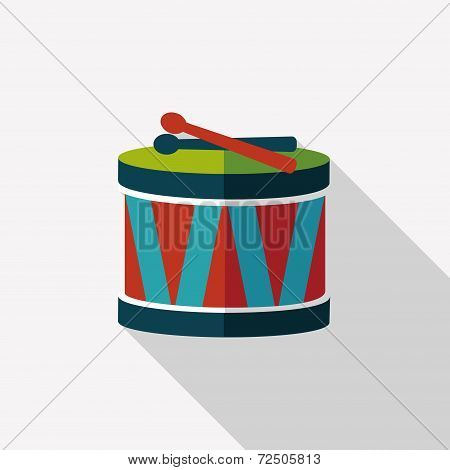 Drum Flat Icon With Long Shadow,eps10