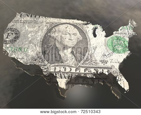 Dollar Bill on USA Map
